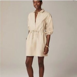 J. Crew Cinched Zip Up Dress In Drapey Cotton